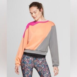 JoyLab Color Block Pink, Cantaloupe, Orange, Gray, Sweatshirt Size Medium